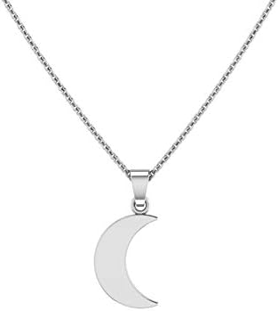925 Sterling Silver Crescent Moon Pendant Necklace in Silver, Gold and Rose Gold– 18 inch Chain