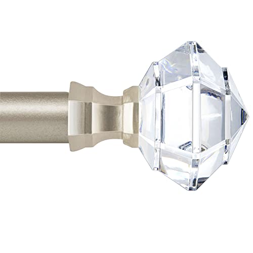 TONIAL 3/4 Inch Curtain Rod 28 to 48 Inches(2.3-4Ft), Single Window Rods, Decorative Curtain Rods for Windows 16 to 44 Inch(1.3-3.7ft), Acrylic Diamond Finial, Champagne Gold