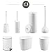 mDesign Free Standing Toilet Roll Holder - Plastic Stand for Bathroom - Space for 3 Rolls - White