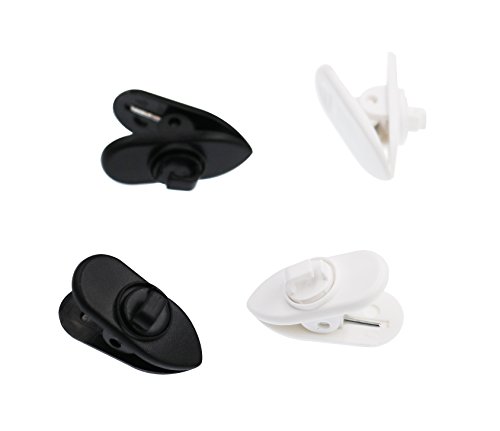 ALXCD Clips for Headphone, Earphone Cable Clip, 360 Degree Rotate Earphone Cable Clothing Clip , 2 Pcs White & 2 Pcs Black Clips for Most Monster, Sony, Sennheiser and Plantronics Headset, Pack of 4