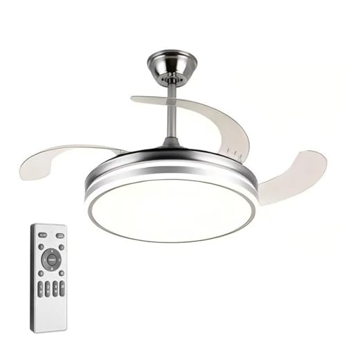 Ventilador de Techo Retráctil con Luz LED Regulable, 6 Velocidades, Kits de Luces de Techo Interiores con Ventiladores