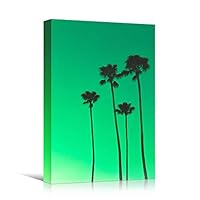 Canvas Wall Art Silhouette Palm Tree Bedroom Multicolor Nature Neon Photography Trees Tropical Urban - 12x18 inches