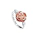 S925 Sterling Silver Rose Flower Love Jewelry Bands Promise Purity Ring for Women Size 7