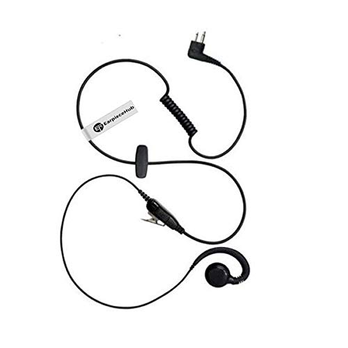 C-Shape Earpiece Police Security Headset inline PTT Mic Microphone Compatible with 2 Pin Motorola CP040, CP140, Hytera 2 Way Radio