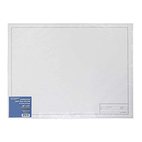 Pacific Arc Drafting Vellum Sheets, 10Sheets 18 x 24 inches Paper Rag