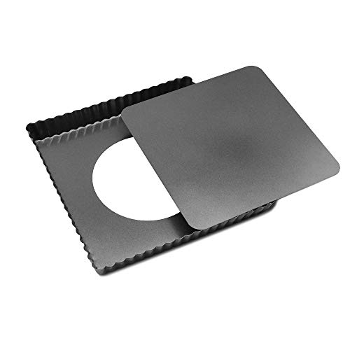 HOMOW Nonstick Heavy Duty Tart Pan With Removable Bottom, Removable Loose Bottom Quiche Pans, Pie Pan (8" X 1" Square Pan)