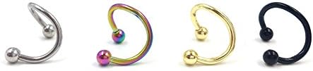 Billty Stainless Steel Nose Ring Stud Earring Hinged Seamless Segment Helix Cartilage Lip Piercing for Cartilage Tragus Ear Nose 4pcs