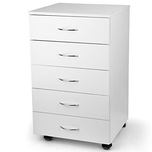 TUSY 5Drawer Chest, Printer Stand with Wheel, Storage Dresser