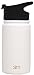 Simple Modern 14 oz Summit Water Bottle + Extra Lid - Vacuum Insulated Powder Coated Skinny Rambler 18/8 Stainless Steel Flask - White Hydro Travel Mug - Winter White