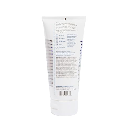 SEAWEED BATH CO. HYDRATE BODY CREAM – UNSCENTED | NOURISHING MOISTURIZER FOR BODY AND HANDS | WITH VITAMIN E, HYALURONIC ACID AND SHEA BUTTER FOR DRY SKIN | 6 OZ