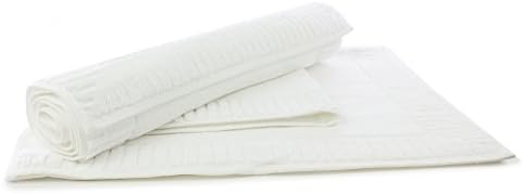 Luxury 800 GSM Superior 100% Premium Long-Stable Turkish Cotton Eco-Friendly Bath Mats - Piano Pattern - White - Set of 2