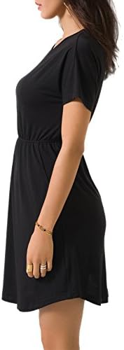 Zevrez Women's Short Sleeve Casual Tunic Elastic Waist with Pocket T-Shirt Dress