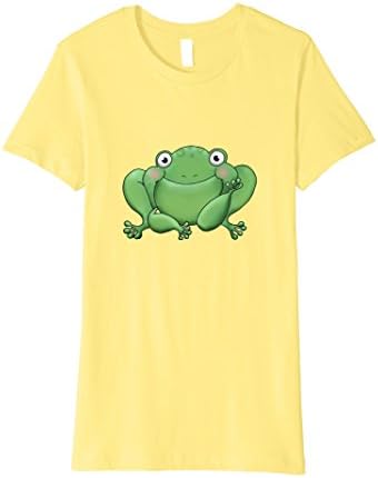 Womens Big Frog Face T-Shirt Small Lemon