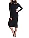 Rocorose Women's Turtleneck Ribbed Elbow Long Sleeve Knit Sweater Dress