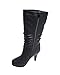 TOP Moda Womens Page-43 Mid Calf Round Toe Slouched High Heel Boots, Black 8