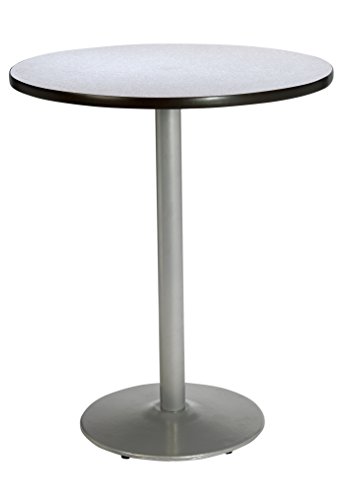 KFI Seating Round Bar Height Pedestal Table with Round Silver Base, Commercial Grade, 36-Inch, Grey Nebula Laminate, Made in the USA