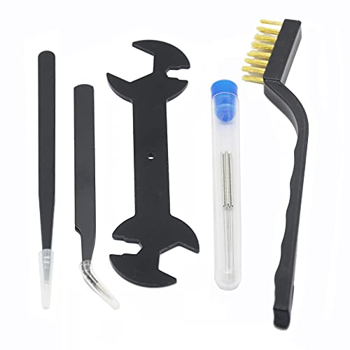 Iverntech 3D Printer Nozzle Cleaning Kit for V6 MK8 Extruder Print Head,5 pcs Cleaning Drill Bits +2 Pcs Tweezers +1 pcs Brush + 1 pcs Wrench for Makerbot, Creality CR-10 Series and Ender 3