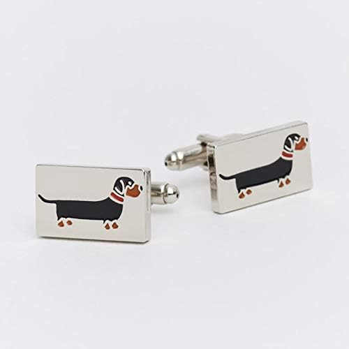 Sweet William Dachshund Cufflinks, Silver, 18 mm x 3 mm