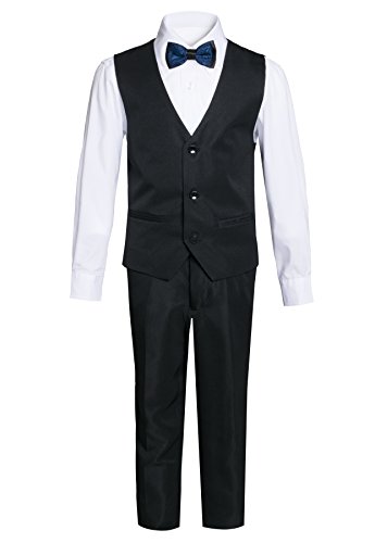 Boys Premium Paisley Patterned Shawl Lapel Tuxedos - Many Colors (20, Navy with Black) - Thumbnail 4