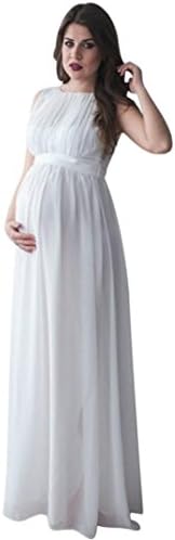 Qisc Maternity Dress Pregnant Women Mermaid Lace Long Maxi Off Shoulder Gown Photo Shoot Maternity V Neck Dress Baby Shower Photoshoot (L, Blue) (M, White)