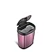 NINESTARS DZT-12-13P Automatic Touchless Infrared Motion Sensor Trash Can, 3 Gal 12L, (Oval, Black/Purple Lid)