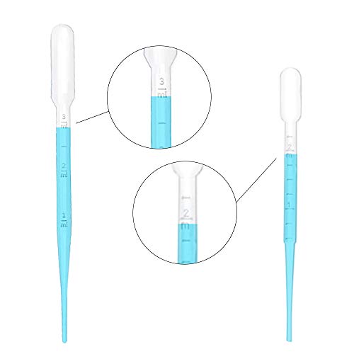 SUPERLELE 200pcs Plastic Transfer Pipette, 3ml, 2ml, 0.5ml Droppers, Plastic Graduated Droppers Disposable Transfer Pipettes, Eye Dropper, Essential Oils Make Up Tools