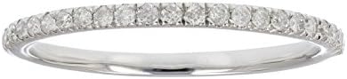VIR JEWELS1/6 cttw Pave Round Diamond Wedding Band for Women in 10K White Gold Prong Set, Size 4.5-10