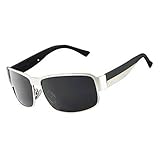 HDCRAFTER Polarized Sun Glasses Driver Sunglasses for Men Cycling Fishing E007 (Silver, Black)