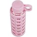 Origin Best BPA-Free Borosilicate Glass Water Bottle with Fun Square Silicone Sleeve and Leak Proof Lid - Dishwasher Safe (Pale Pink, 32 Oz)