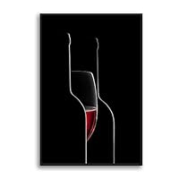 Framed Canvas Wall Art Wine Glass Canvas Prints Home Artwork Decoration for Living Room,Bedroom - 16x24 inches