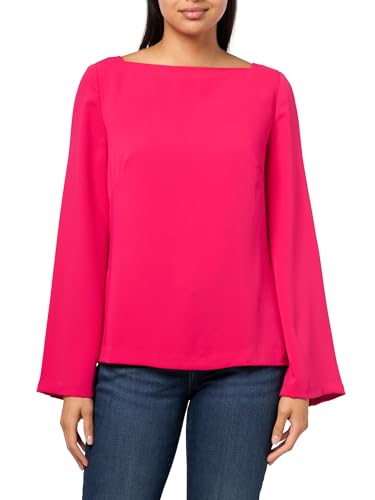 Trina Turk Womens Long Sleeve Drapey Sarese Top, Forrest Rose