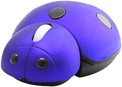 elec Space Mini Small Wireless Mouse for Kids, Cute Animal Ladybug Shape 3000DPI Portable Mobile Optical Mouse with USB Receiver Cordless Mouse for PC Mac Laptop Computer Notebook (Blue)
