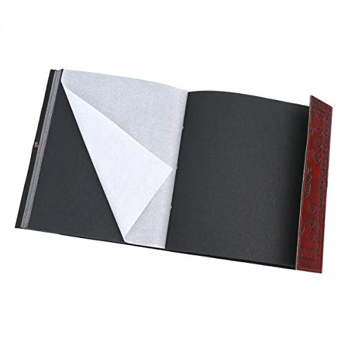 Large Leather Photo Album Vintage Classic Rustic 12" x 10" Handmade Paper 40 Sheets