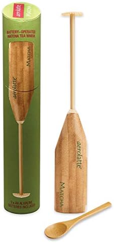 Matcha Tea Bamboo Frother and Spoon - Battery Operated Matcha Tea Whisk
