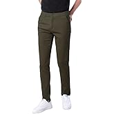 Plaid&Plain Men's Skinny Stretchy Khaki Pants Colored Pants Slim Fit Slacks Tapered Trousers