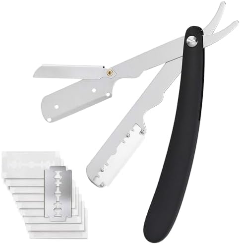Saudi Razor ALMEKAQUZ Straight Razors for Men - Black Handle, Professional Barber ...