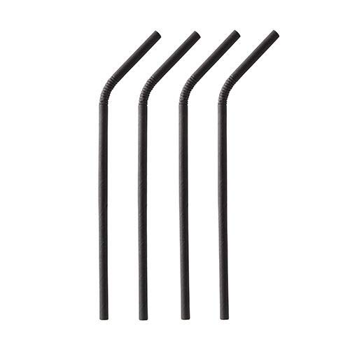 Papstar Trinkhalme, Papier "pure" Ø 6 mm, 22 cm schwarz flexibel 88366 Papiertrinkhalme Papierstrohhalme mit Knick umweltfreundlich, 1000 Stück
