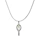 SpinningDaisy Silver Plated Tennis Racket with Hanging Green Ball Necklace