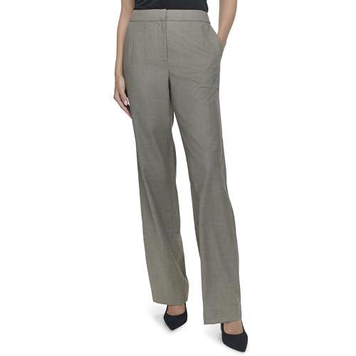 HALSTON Women's Grey Wide Leg Trouser Pants, Black/Camel, 6