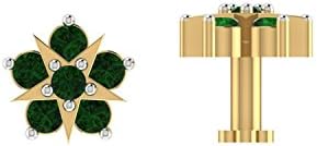 BuyByClick 925 Sterling Silver Nosepin Stud with Gold Plated Beautiful Green Swarovski Crystals For Women