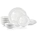 Dinnerware Set 12-piece Opal Dishes Sets, Plates, Bowls, Service for 4, White 4