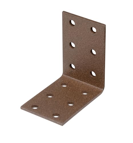 Alberts 822385 DURAVIS® Lochplattenwinkel | rostbraun duplexbeschichtet | Größe 60 x 60 x 40 mm | 50er Set