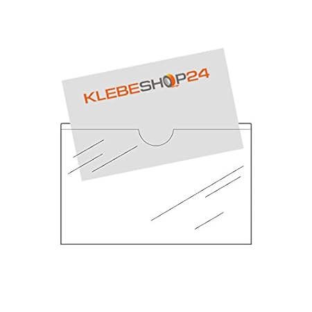 Visitenkartentaschen selbstklebend | Mit Daumenausstanzung oben | Transparent | 20 oder 100 Stück | 95 x 60 mm | Breite Seite