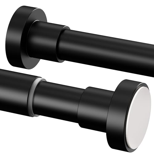 Pressure Curtain Rod without Drilling Extendable Curtain Pole Pressure Curtain Rod Suitable for Bathroom Shower Room Curtains, Length 85-160 cm, Diameter 25 mm, Black