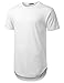 URBANCREWS Mens Hipster Hip Hop Basic Solid Color Longline T-shirt WHITE, XXL