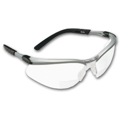 Crews BKH25 BearKat Magnifier Polycarbonate 2.5 Diopter Clear Lens Safety Glasses with Non-Slip Hybrid Black Temple Sleeve