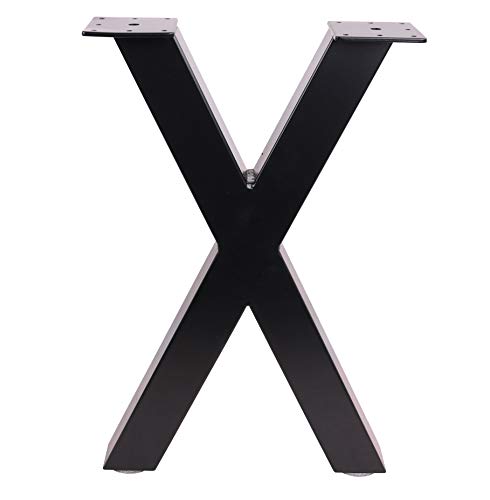 ECLV 18" Dining Bench Legs, X-Shaped Steel Table Legs, Coffee Table Legs,Computer Desk Legs,Industrial Kitchen Table Legs,Set of 2,Black (Black)