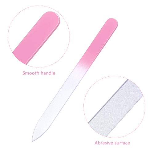 6 Pack Glass Nail Files with Case Crystal Glass Fingernail Files Double