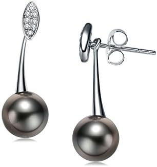 2-in-1 Marquise French Tahitian Black Cultured Pearl Earrings 925 Sterling Silver