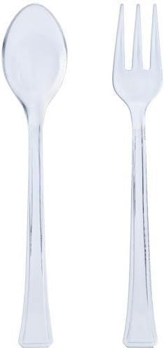 Lillian Mini Plastic Spoons and Forks Combo, 48-Pack, Clear by Lillian